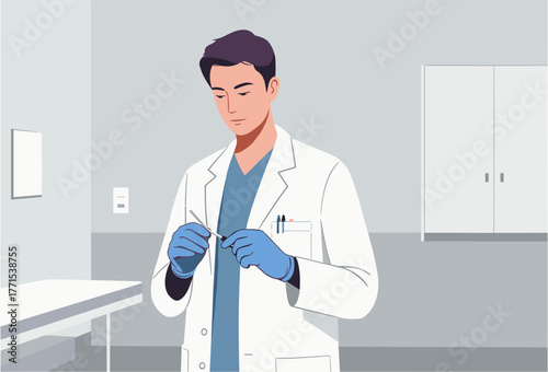 Laboratory procedure by healthcare professional medical office clinical environment view scientific concept