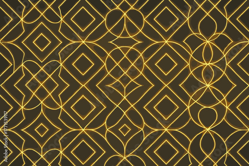 Golden geometric patterns digital abstract design creative visualization
