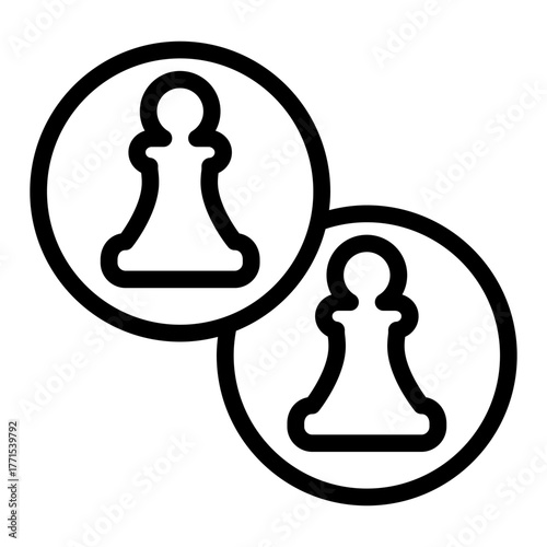 Coins with pawns line icon, chess game concept. Vector graphics. Chess pawn coins sign on white background, style icon mobile or web design.