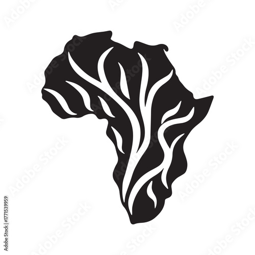 Organic Root Line African Map Logo Symbolizing Origin Unity and Growth