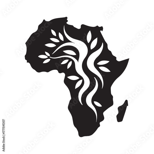 Bold Artistic African Continent Symbol with Aggressive Creative Identity Style