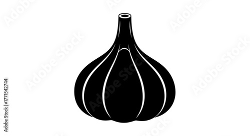 Silhouette of a garlic in black and white color
