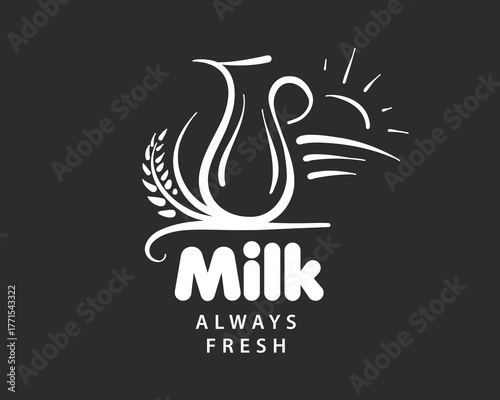 Hand-drawn vector logo of a milk jug