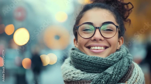 Smiling woman in glasses and scarf