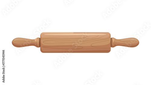 Classic wooden rolling pin isolated on white background