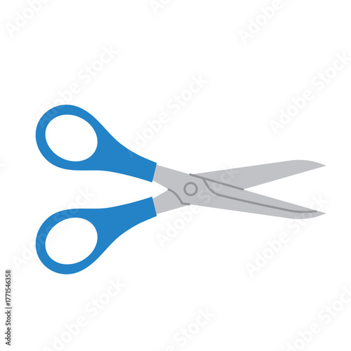 open scissors icon; symbolizing cutting, creativity, and craft work- vector illustration