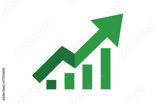 Free Download Green Growth Arrow and Bar Chart Icon - GFXLoad