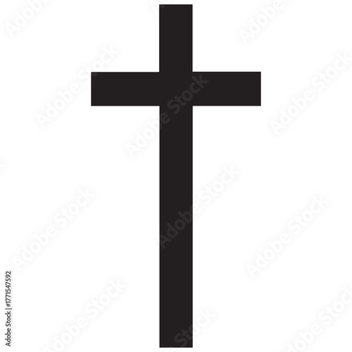 Simple black christian cross symbol isolated on white background