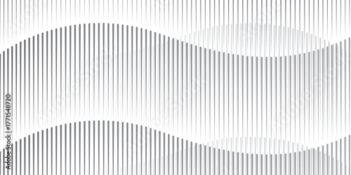 Vector illustration of abstract black flowing lines seamlessly blending with oblique stripes on a white background, creating a dynamic and modern design