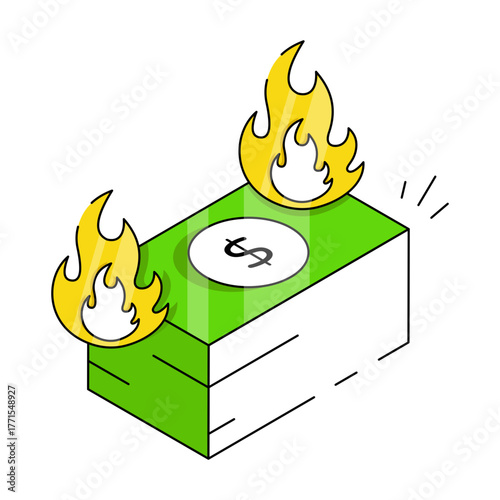 An eye catching design icon of money burning 