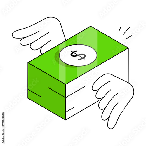 A premium download icon of flying money