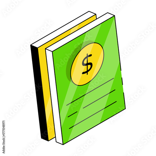 A flat design icon of financial book 