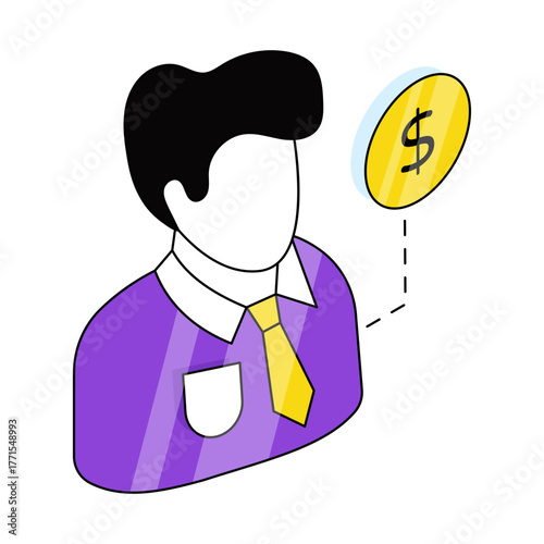 Photos Dollar inside human brain showcasing investor icon