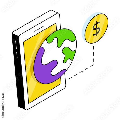 An editable design icon of global money