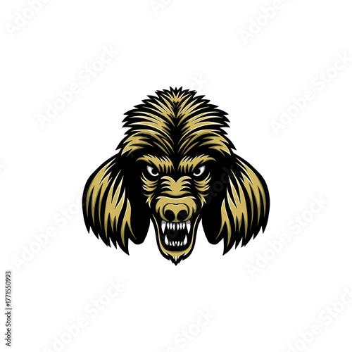 angry poodle head illustration logo
