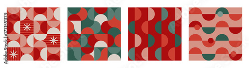 Christmas patterns set. Merry Christmas backgrounds, seamless patterns. Plaid, Checked pattern design. Red, green and pink Xmas colors