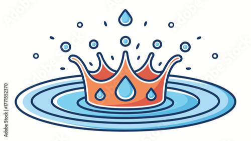 Cartoon Crown with Water Droplets Splash Icon Design