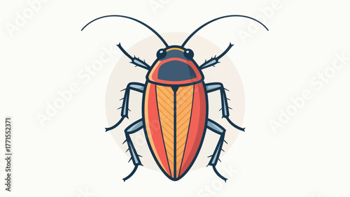 Cartoon Cockroach Insect Icon in Flat Design Illustration Style