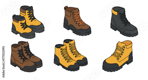 Diverse hiking boots collection for outdoor adventure enthusiasts