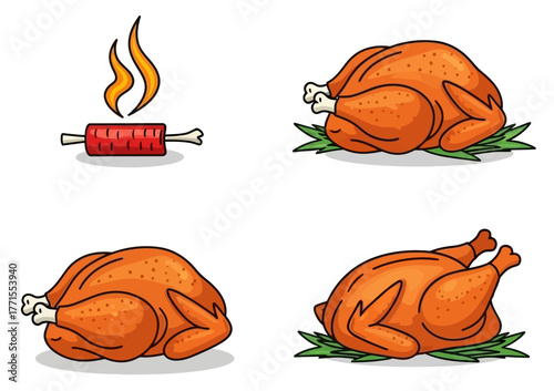 roasted chiken flat design