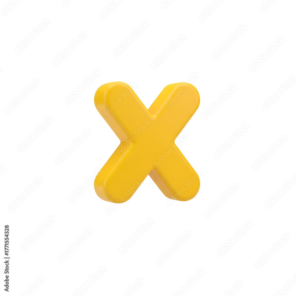 Obraz premium 3d icon of yellow letter x isolated on transparent background