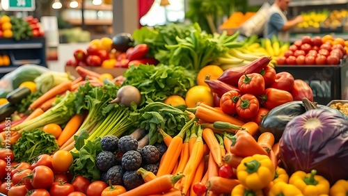 adventist. Artistic arrangement of colorful fresh vegetables at a vibrant organic market. menu design, packaging mockups, designed for food delivery and cloud-kitchen brand materials.
