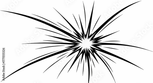 Dynamic impact explosion silhouette, centered burst
