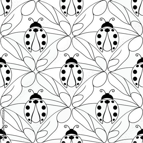 Ladybug Delight: A captivating and intricately designed pattern of cheerful ladybugs interwoven with floral elements, creating a harmonious and aesthetically pleasing visual experience.