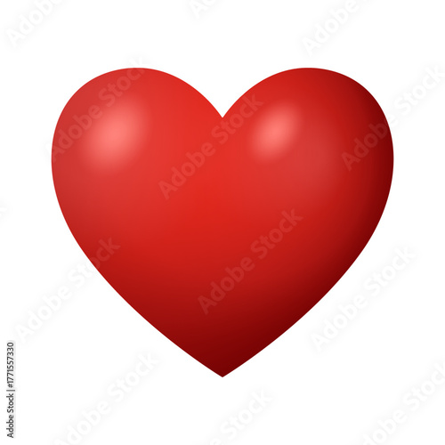 Red heart. Valentine's Day. Vector design of a red 3D heart for a poster, card, banner, or flyer.