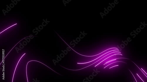 Abstract Neon Lighting Wave Background & Curve Across a Dark Purple Background with Subtle Light Emission