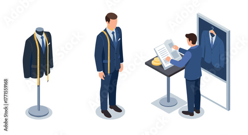 Isometric tailoring process: custom suit fitting and measurements