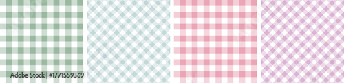 Ginham pattern set.checkered fabric texture background.