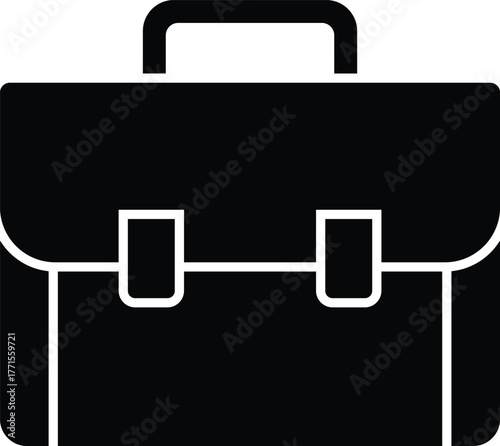 (Editable) Classic black briefcase icon business professional accessory symbol simple design