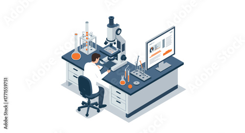 Scientist in laboratory conducting research with high-tech equipment
