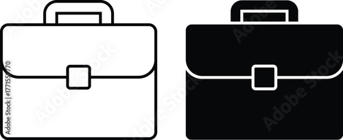 (Editable) Classic briefcase icons black and white professional business bag symbols for documents