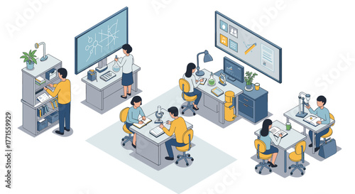 Modern office environment with collaborative workspace and technology integration