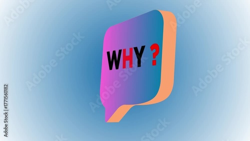 3d why text animation with bold letters and smooth motion effect for question or explanation video