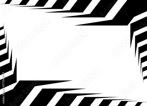 Striped Decorative frame. Modern vector background. Pattern of rough black lines on a white background for covers, advertising, interior, packaging.. Broken shapes