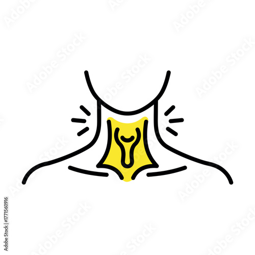 Minimalist line art human neck and upper chest icon isolated on white background