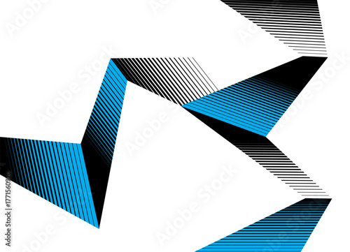 Broken vector design element on white background for interior, advertising, packaging, covers, printing. Modern blue and black and white pattern. Place for text. Crystals, ice, rock. Cracked