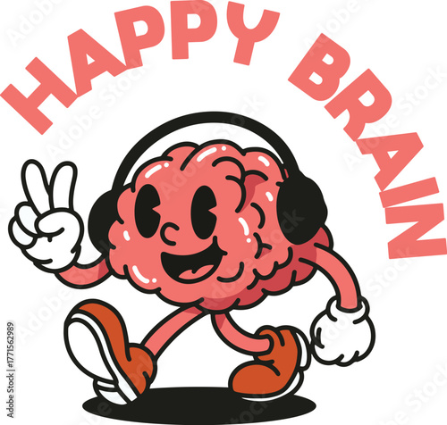 mascot brain illustration vector logo