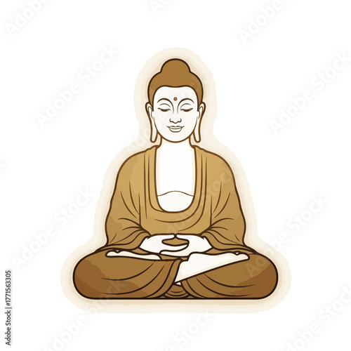 Serene Buddha illustration presenting meditating religious figure in spiritual posture with peaceful expression, Buddha illustration is great.