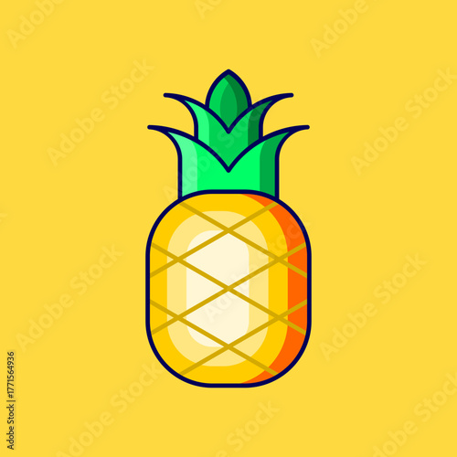 Pineapple Vector Icon Illustration On Isolated Background.	