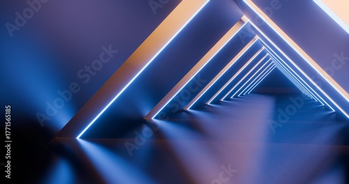 Architecture background geometric arched interior 3d render