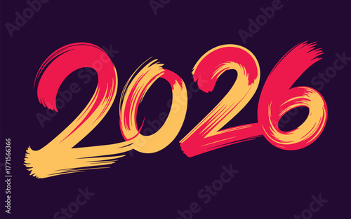 Vibrant brush stroke art for the year 2026, conveying energy and a fresh start