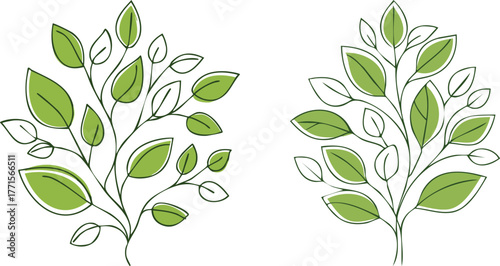 Bold continuous line leaf and vine cluster design