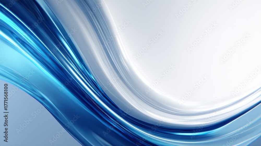 Fototapeta premium Flowing abstract ribbons of deep blue and white light create a dynamic background