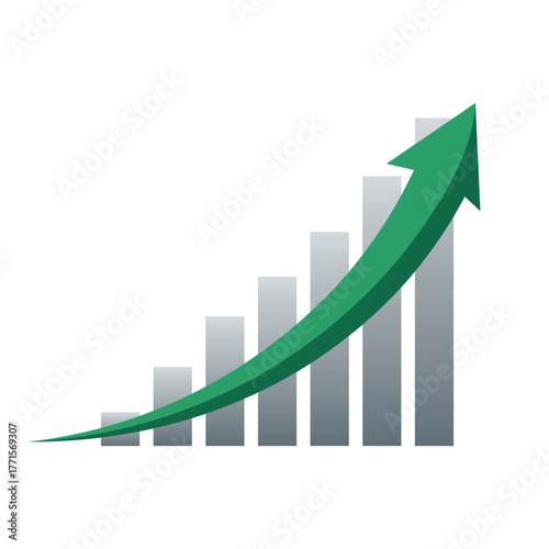 Green arrow graph showing upward trend