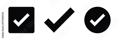 Check mark and cross mark icons. Set green approval check mark and red cross icons collection in circle and square, checklist signs, flat checkmark approval badge Green Checkmark icon set vector