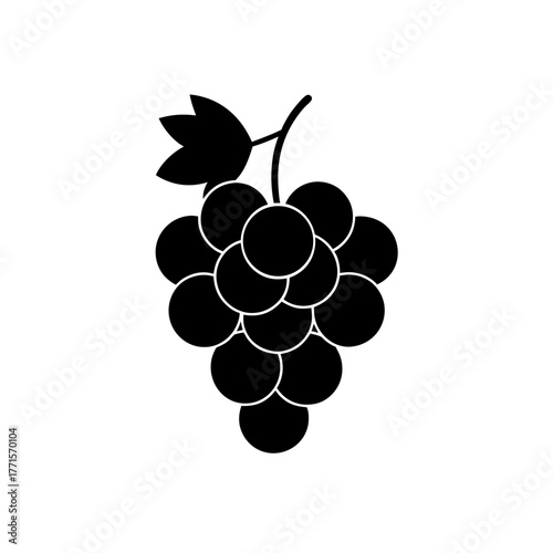 Silhouette of a bunch of grapes on transparent background